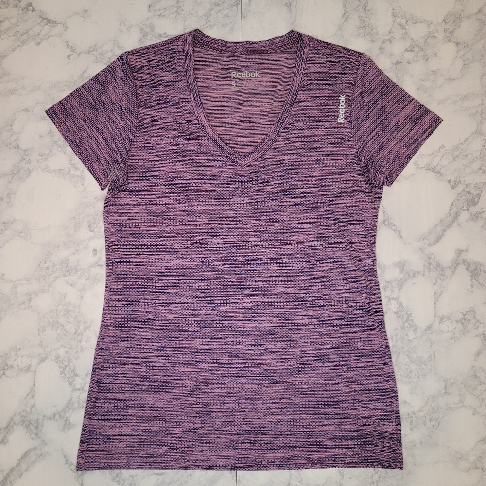 Reebok V-neck Tech Tee Moisture Wicking Shortsleeve Small Purple